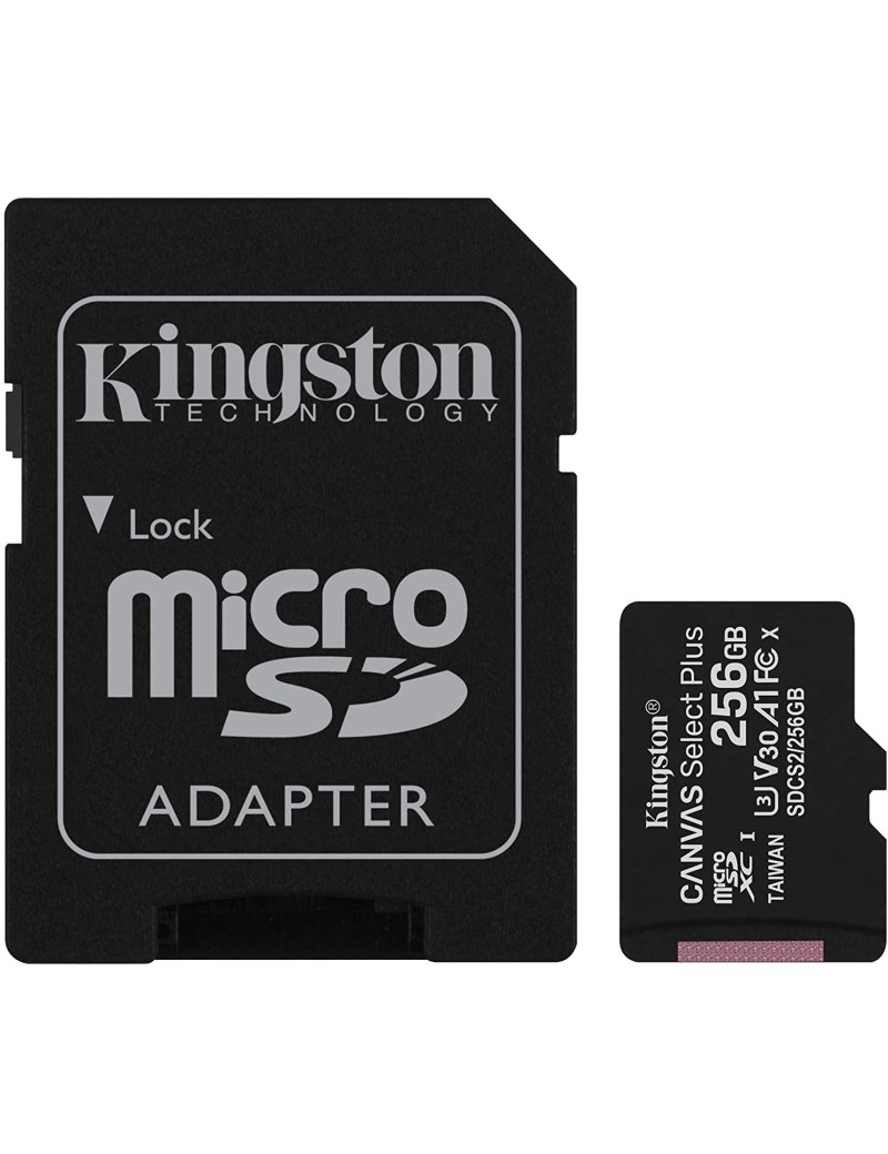 Memoria Micro SD 256GB Kingston Canvas Select Plus Ultra UHS-I Classe 10 Con Adattatore