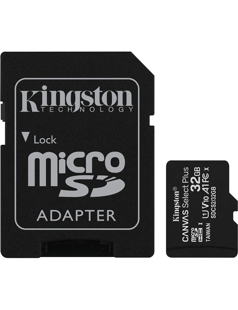 Memoria Micro SD 32GB Kingston Canvas Select Plus Ultra UHS-I Classe 10 Con Adattatore