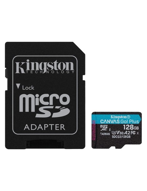 Memoria Micro SDXC 128GB Kingston Canvas Go! Plus UHS-I Classe 10 Con Adattatore