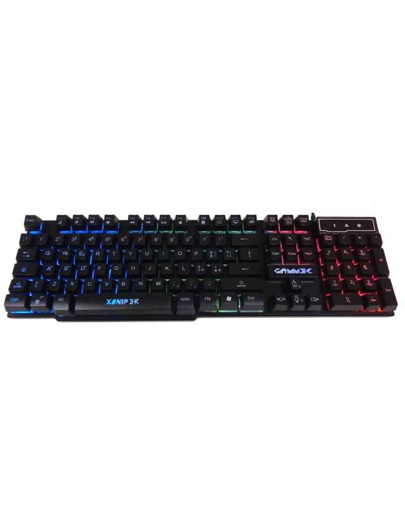 Tastiera USB Gaming Nera Retroilluminata RGB Rainbow Alantik KBXSNI